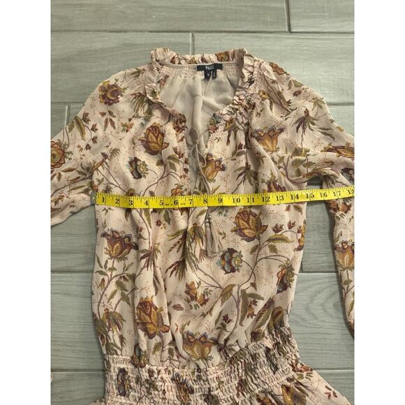 Paige Floral Paisley Tiered Mini Dress sz S: V Neck Ruffle, Smocked Waist, Flowy - Picture 4 of 9